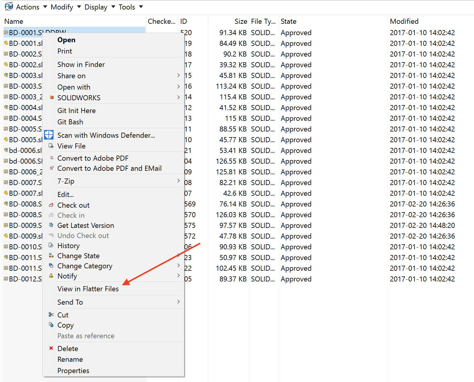 Flatter Files PDM Menu