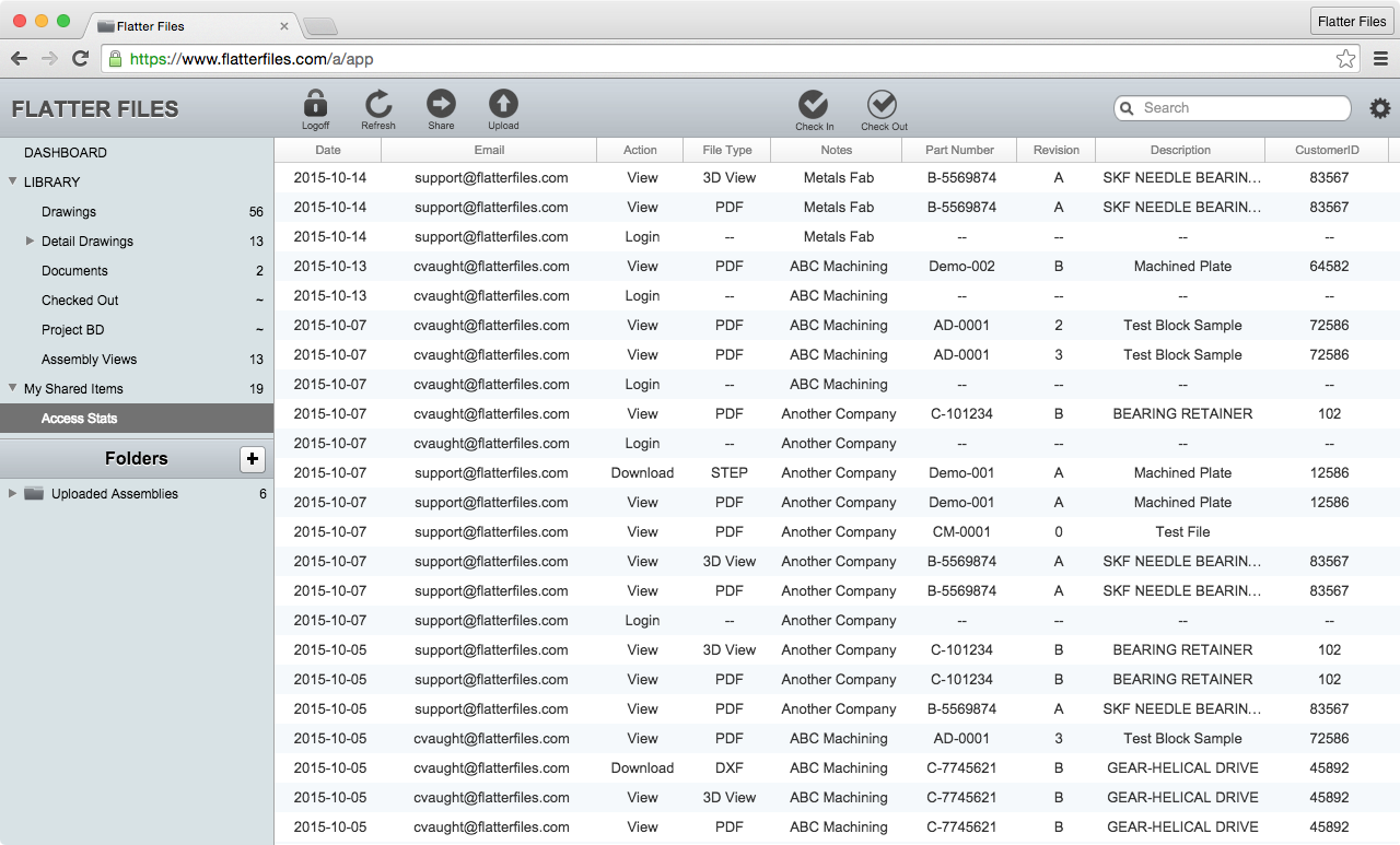 Shared link access stats