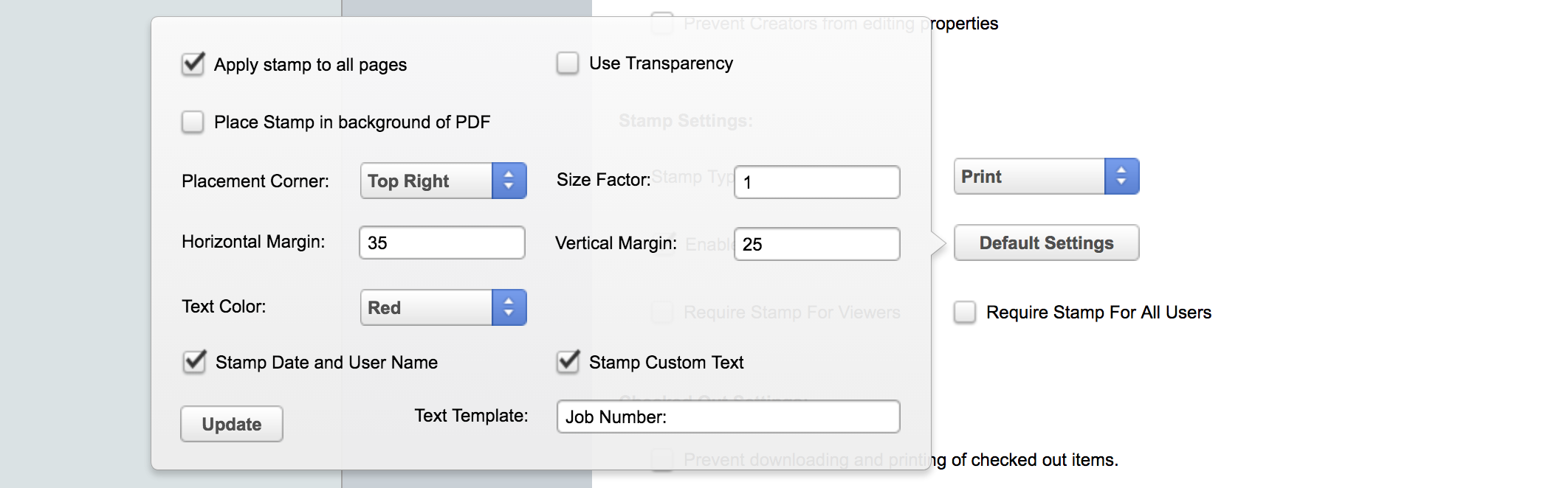 Print Stamp Settings